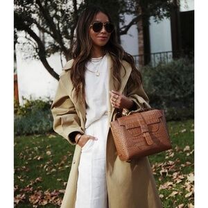 Senreve Midi Maestra Dragon / Chestnut / Gold Leather Top Handle Bag / Backpack